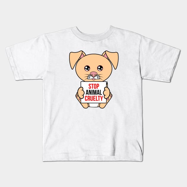 Stop Animal Cruelty Kids T-Shirt by JS ARTE